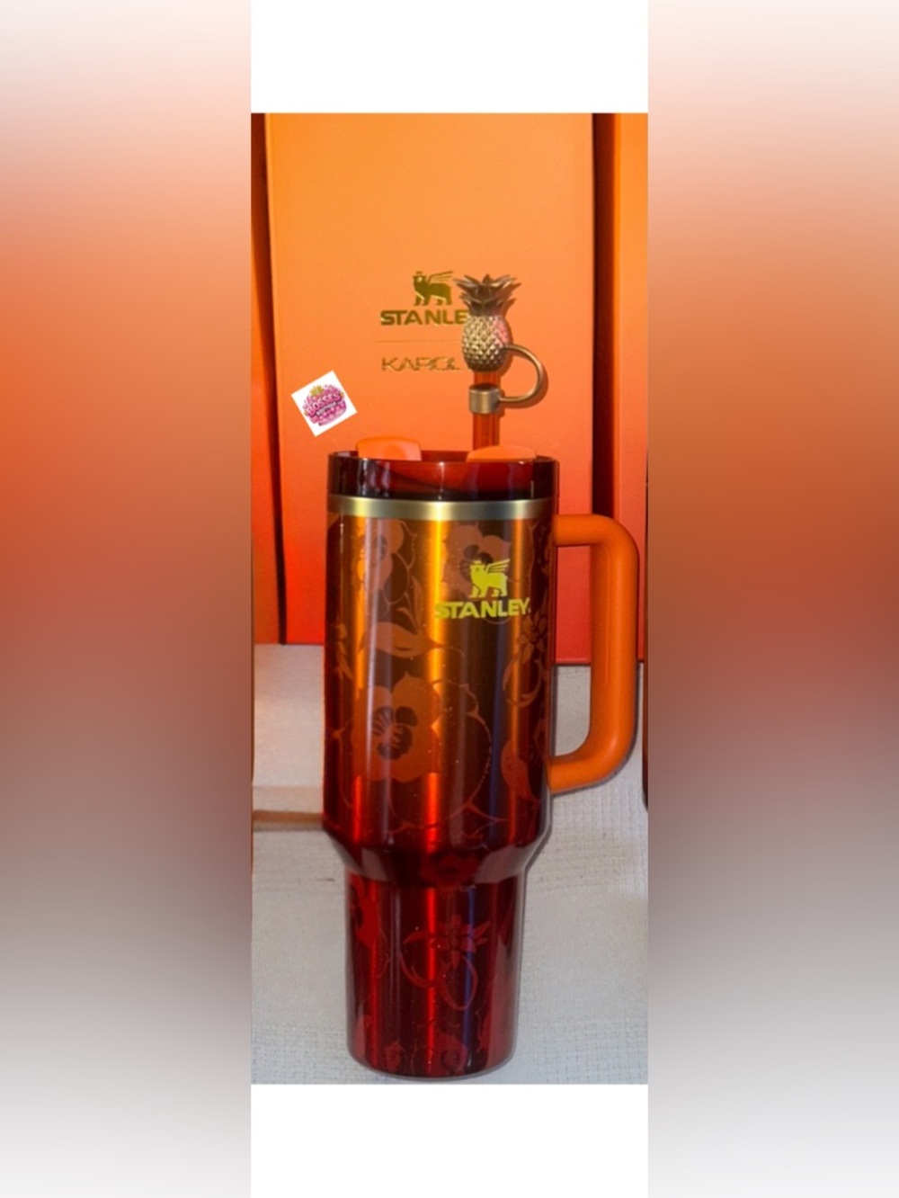 KAROL G Stanley Tumbler!! 40 oz BRAND NEW IN BOX with Pineapple straw topper!